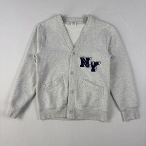 Vintage 90s J.CREW Cardigan Style Gray Sweatshirt Mens XS Cotton Fleece New York